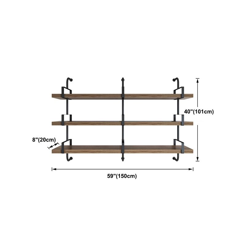 Contemporary Pine Solid Wood Bookcase Wall Mounted Metal Frame Closed Back Bookshelf Clearhalo 'Bookcases' 'furn' 'furn_bookcases' 'Furniture' 'Office Furniture' 1200x1200_2c8b587e-72ef-4b9f-851d-fa998a419012
