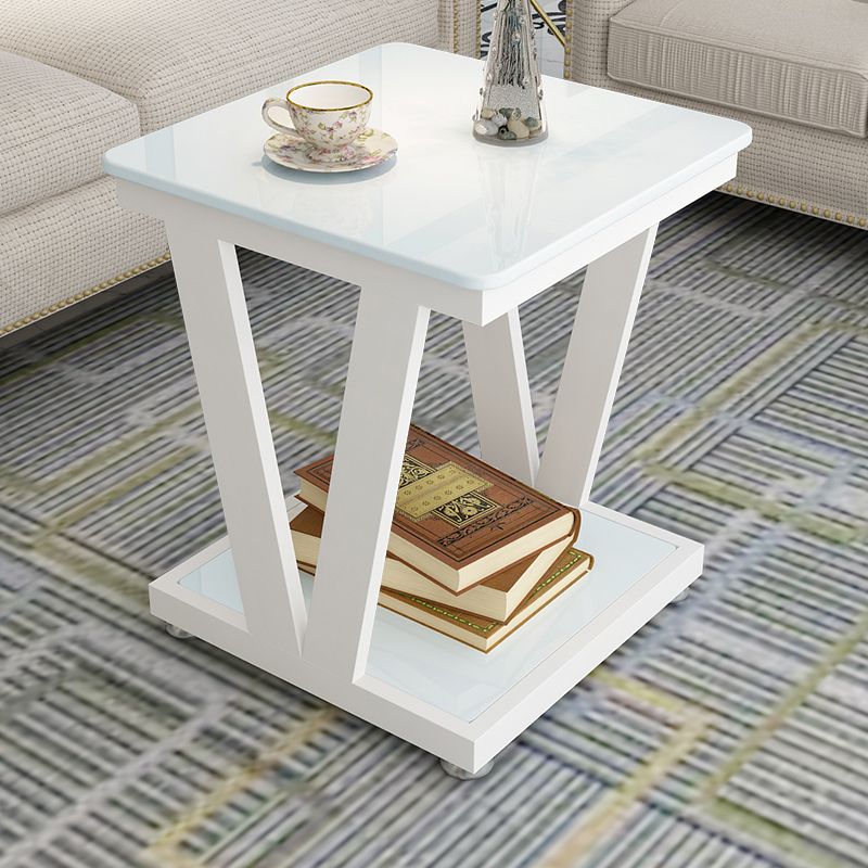 Modern Metal Frame 1 Coffee Table Black/White Square Glass Top Table Clearhalo 'Coffee & Accent Tables' 'Coffee Tables' 'coffee_tables' 'furn' 'furn_coffee_tables' 'Furniture' 'furniture_coffee_tables' 'Living Room Furniture' 1200x1200_2c8cd337-4743-4688-8ed0-c80ffe6182ee