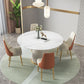 Sintered Stone Top Dining Table in White Luxury Kitchen Table with Pedestal Base