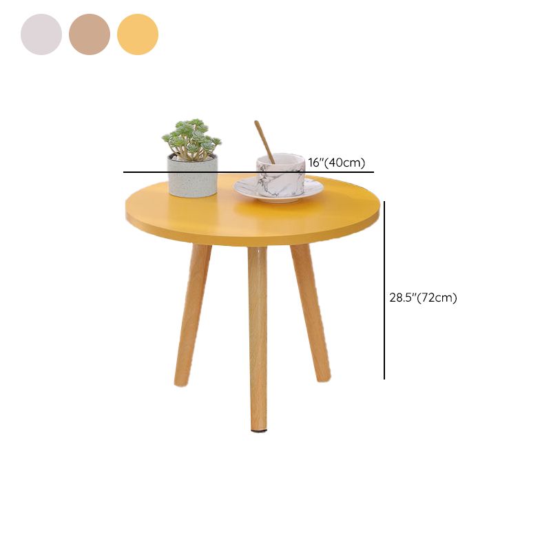 Mesa moderna de 3 piernas Mesa de madera maciza redonda de madera maciza para sala de estar