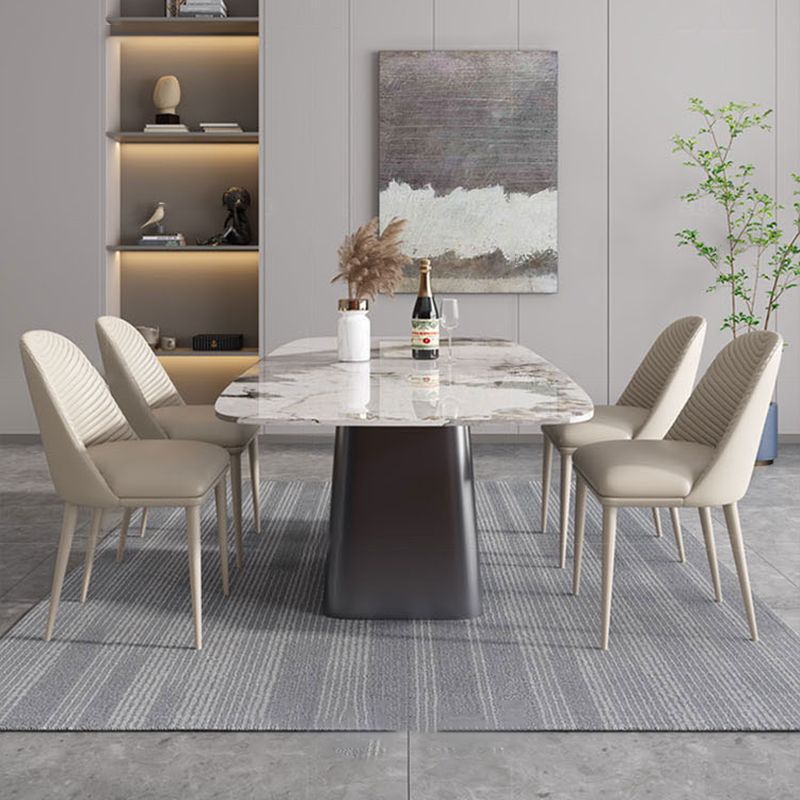 Contemporary Style Armless Solid Back Chair Leather Dining Chairs for Kitchen Clearhalo ' kitchen&dining_furn' 'Dining Chairs' 'Dining Tables & Seating' 'dining_chair' 'furn' 'furn_dining_chair' 'Furniture' 'furniture_dining_chair' 'Kitchen & Dining Furniture' 'kitchen' 1200x1200_2c8fed36-402b-45b2-903e-fedd94a08c59