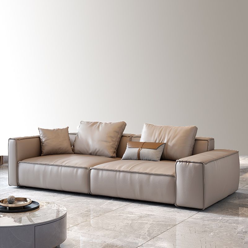 Genuine Leather Pillowed Back Cushions Sofa and Sectional with Wear Resistant Clearhalo 'furn' 'furn_sectionals' 'Furniture' 'furniture_sectionals' 'Living Room Furniture' 'Sectionals' 1200x1200_2c95482b-bf9e-458e-a25b-db2293492366