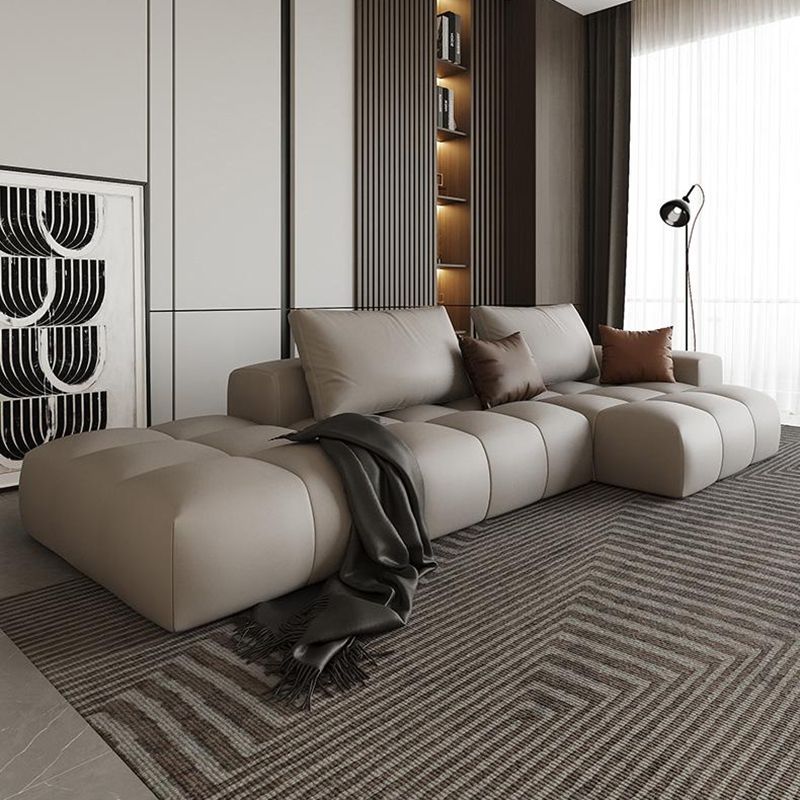 American Traditional Faux Leather Cushions Sofa 37.4"High Square Arm Sofa,White Clearhalo 'furn' 'furn_sectionals' 'Furniture' 'furniture_sectionals' 'kitchen' 'kitchen_sectionals' 'Living Room Furniture' 'Sectionals' 1200x1200_2c9786b9-b020-4906-84a7-09419a9136ff