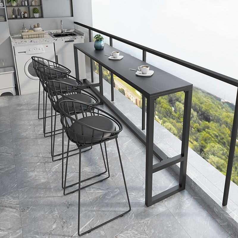 Marble Counter Wine Table with Rectangle Table Top Trestle Table - 41.3" H Clearhalo 'Bar Furniture' 'Bar Tables' 'bar_tables' 'furn' 'furn_bar_tables' 'Furniture' 'furniture_bar_tables' 'Kitchen & Dining Furniture' 'kitchen&dining_furn' 'kitchen' 1200x1200_2c999280-abe2-4d69-ae6f-addbb681a62b
