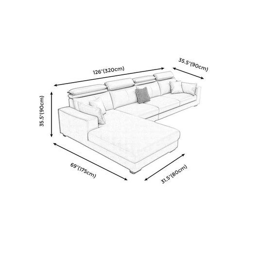 Faux Leather L-Shape Sectional Recessed Arm Sofa and Chaise with Pillowed Back Cushions Clearhalo 'furn' 'furn_sectionals' 'Furniture' 'furniture_sectionals' 'kitchen' 'kitchen_sectionals' 'Living Room Furniture' 'Sectionals' 1200x1200_2c9a3e15-5a89-426b-988f-26fc6ec846d2