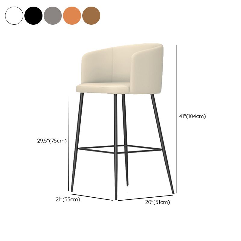 Taburete de bar moderno, taburetes de bar con respaldo de cuero para comedor con patas de metal