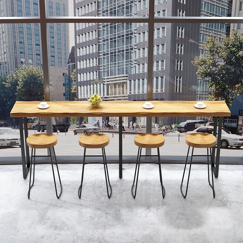 Modern Brown Wood Pub Table Rectangle Table Top Black Sled Table 42'' H Clearhalo 'Bar Furniture' 'Bar Tables' 'bar_tables' 'furn' 'furn_bar_tables' 'Furniture' 'furniture_bar_tables' 'Kitchen & Dining Furniture' 1200x1200_2c9b053c-4098-49ba-b567-b2f9b8f5706b