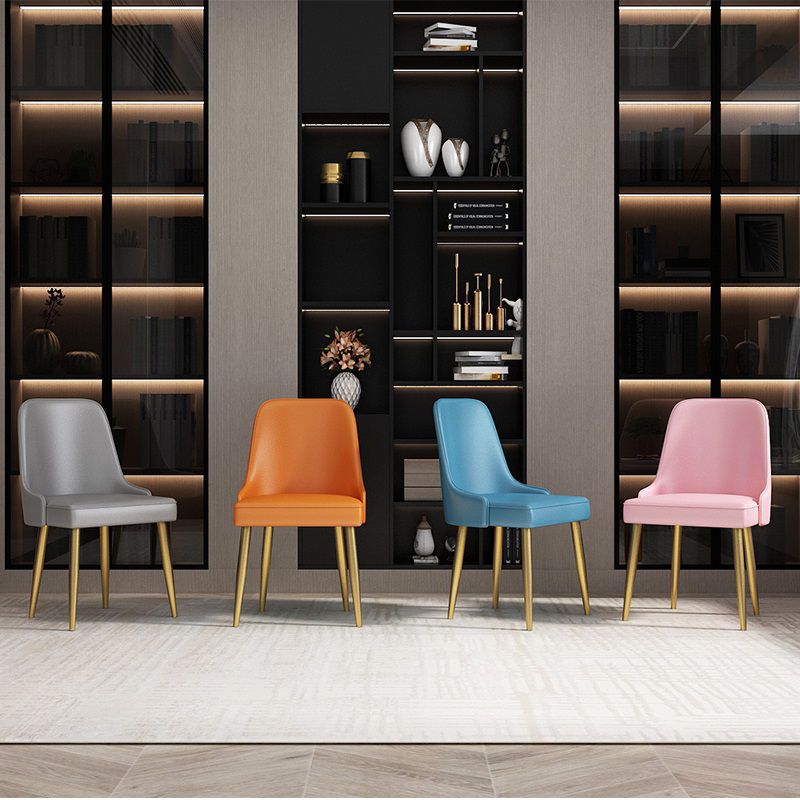 Kitchen Glam Style Dining Chairs Armless Chair with Metal Legs Clearhalo ' kitchen&dining_furn' 'Dining Chairs' 'Dining Tables & Seating' 'dining_chair' 'furn' 'furn_dining_chair' 'Furniture' 'furniture_dining_chair' 'Kitchen & Dining Furniture' 'kitchen' 1200x1200_2c9dc9ca-1734-429f-bf1a-f71144f3961c