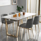 Rectangle White Dining Table Traditional Luxury Dining Table with Gold Frame