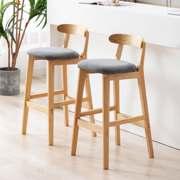 Scandinavian Milk Tea Shop Upholstered Stool Matte Finish Rubberwood Footrest Barstool Clearhalo 'Bar Furniture' 'Bar Stools' 'bar_stools' 'furn' 'furn_bar_stools' 'Furniture' 'furniture_bar_stools' 'Kitchen & Dining Furniture' 1200x1200_2c9ed023-65ea-477c-9e1e-0cfe7b3d3798