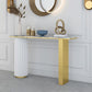 14 inch Wide Glam Console Table Oval Stone Stain Resistant Accent Table for Hall