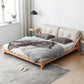 Midden-eeuws modern bedframe massief houten standaard bed as gestoffeerd hoofdeinde hoofdeinde