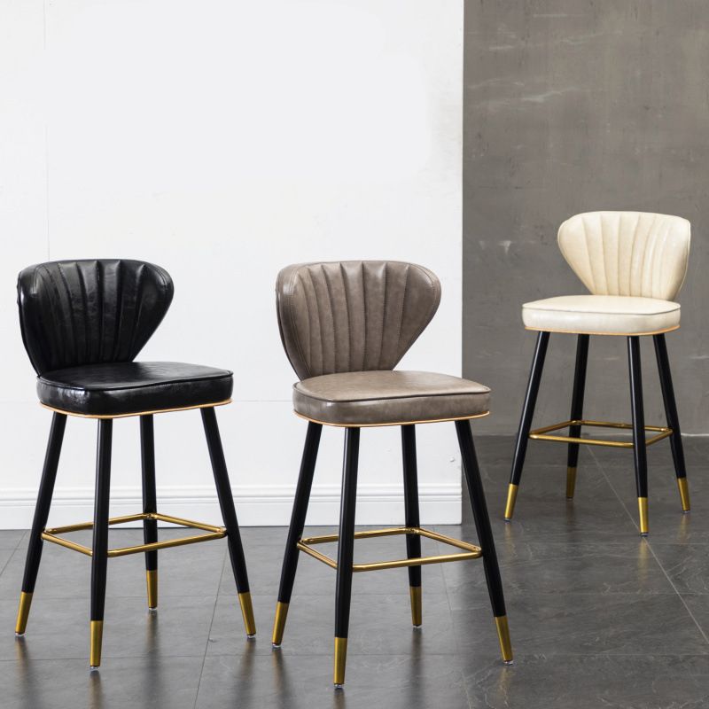 Modern Metal Barstool Faux Leather Counter Stool with Iorn 4 Legs Clearhalo 'Bar Furniture' 'Bar Stools' 'bar_stools' 'furn' 'furn_bar_stools' 'Furniture' 'Kitchen & Dining Furniture' 1200x1200_2ca324ef-2862-4fc3-bd33-7b128bdae474