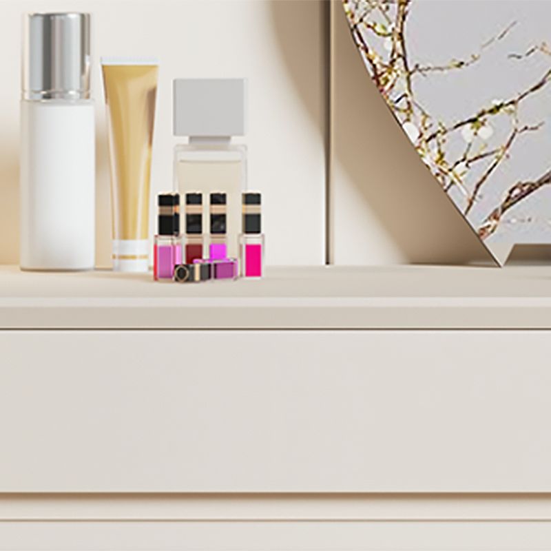 Contemporary 2-Drawer Wood Vanity Makeup Dressing Table in White with Stool Clearhalo 'Bedroom Furniture' 'furn' 'furn_makeup_vanities' 'Furniture' 'Makeup Vanities' 'makeup_vanities' 1200x1200_2ca73f4a-28ca-44d7-8f11-249e51a5c997