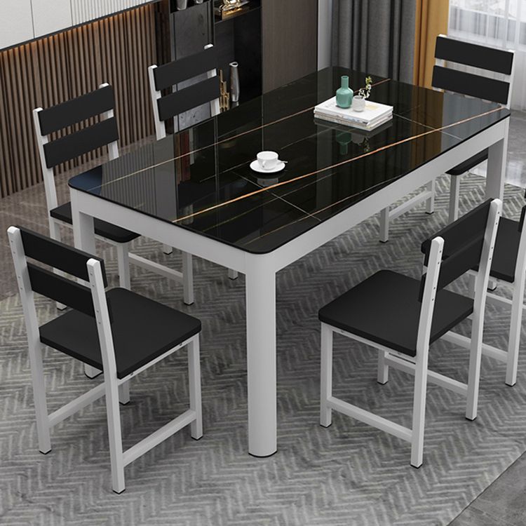 Metal Modern Rectangle Indoor Table Glass Top Table for Dining Room and Kitchen Clearhalo 'Dining Tables & Seating' 'Dining Tables' 'dining_table' 'furn' 'furn_dining_table' 'Furniture' 'Kitchen & Dining Furniture' 1200x1200_2ca76658-5cd1-446b-baa1-9e166d228106