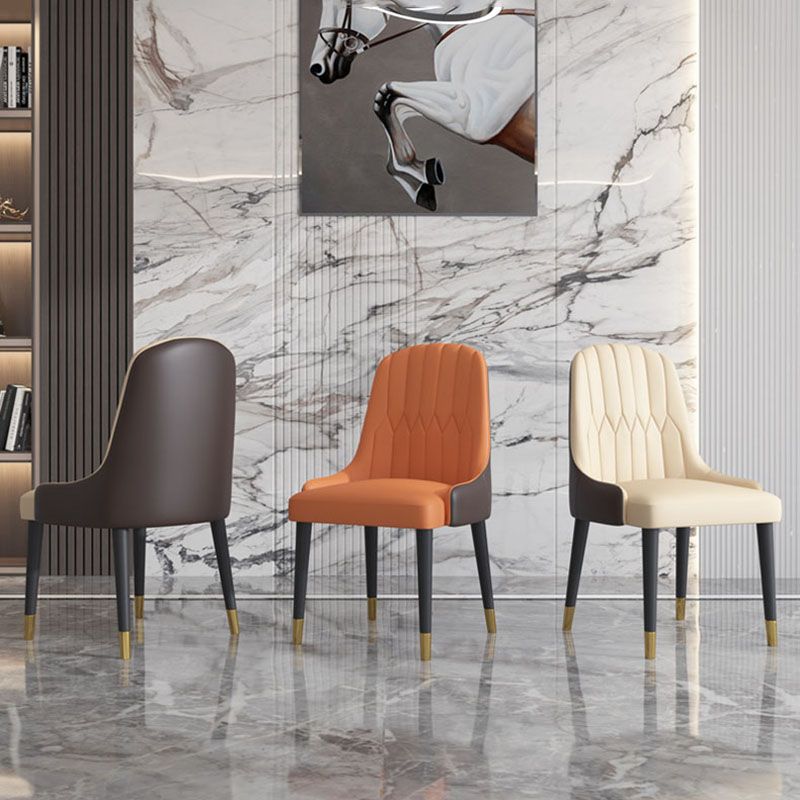 Scandinavian Style Solid Back Arm Chairs Leather Dining Chairs with Wooden Legs Clearhalo ' kitchen&dining_furn' 'Dining Chairs' 'Dining Tables & Seating' 'dining_chair' 'furn' 'furn_dining_chair' 'Furniture' 'furniture_dining_chair' 'Kitchen & Dining Furniture' 'kitchen' 1200x1200_2ca7ddf1-d6d4-4bf3-86f3-68b732bcfd0d