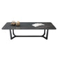 Glam Style Rectangular Slate with Trestle Base Black Foot Coffee Table