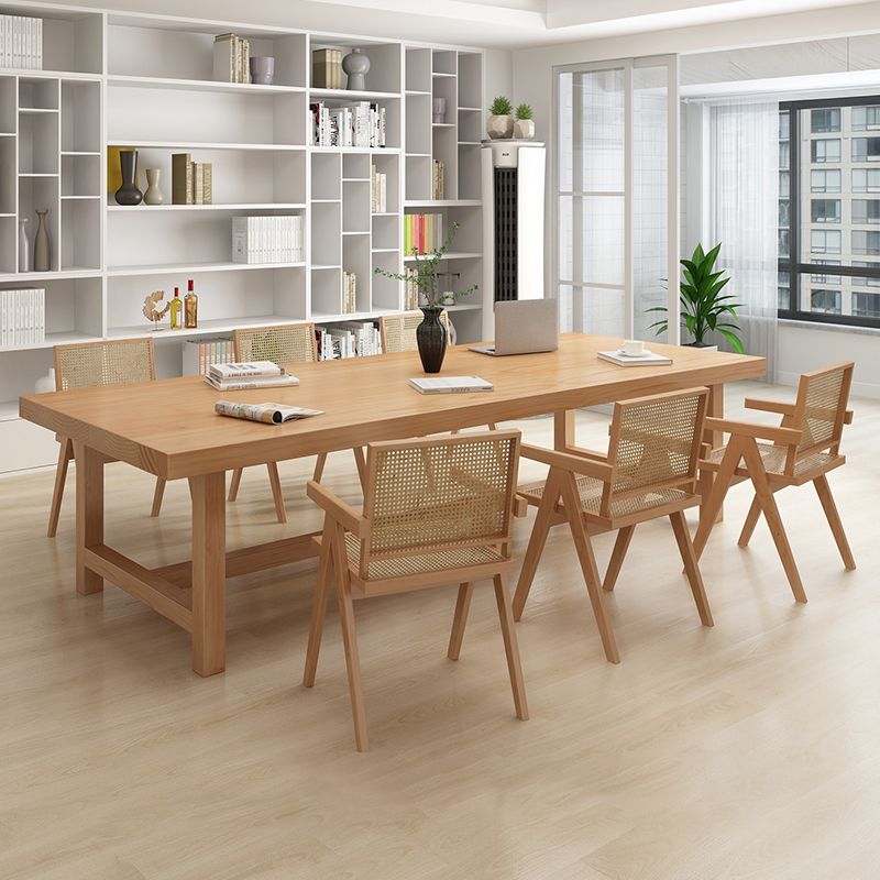 Rectangle Industrial Dining Room Table Pine Solid Wood Table with Trestle Base Clearhalo ' dining_table' 'Dining Tables & Seating' 'Dining Tables' 'furn' 'furn_dining_table' 'Furniture' 'furniture_dining_table' 'Kitchen & Dining Furniture' 'kitchen&dining_furn' 'kitchen' 'kitchen_dining_table' 1200x1200_2ca91803-54c9-4331-b051-a85fa41c6439