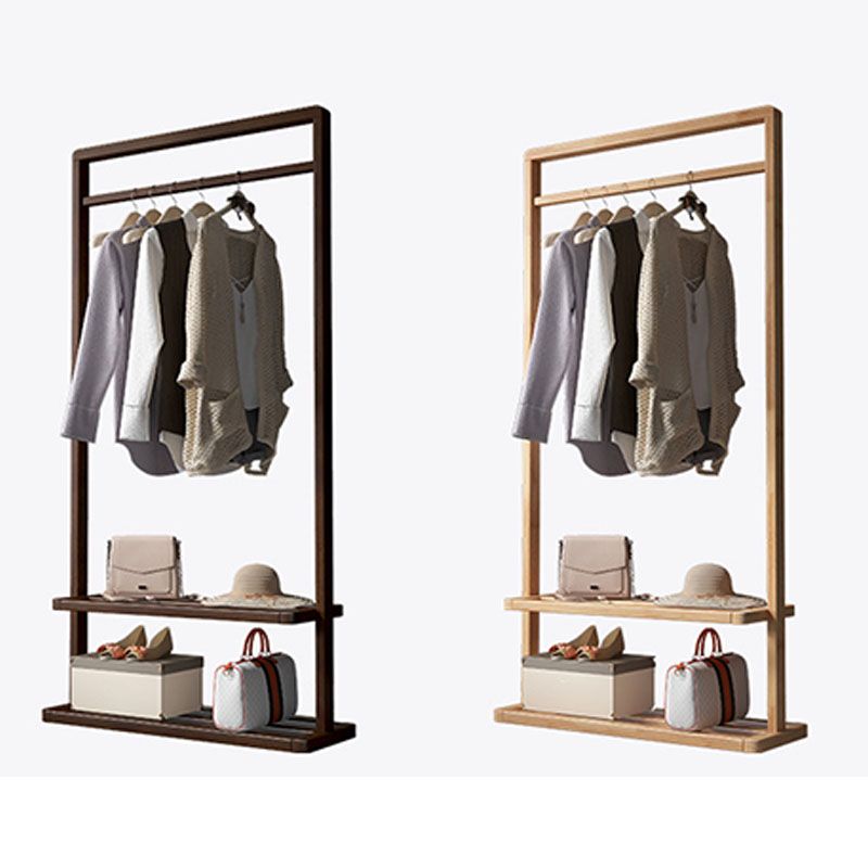 Rack de manteau traditionnel en bois massif en bois massif rack de conception avec étagères avec étagères