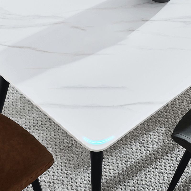 Modern Style Sintered Stone Dining Table with Rectangle Shape Table and 4 Legs Base for Home Use Clearhalo 'Dining Room Sets' 'Dining Tables & Seating' 'dining_room_set' 'furn' 'furn_dining_room_set' 'Furniture' 'furniture_dining_room_set' 'Kitchen & Dining Furniture' 'kitchen&dining_furn' 'kitchen' 1200x1200_2caccd67-0aff-44b4-9df5-de02ae08f2ce