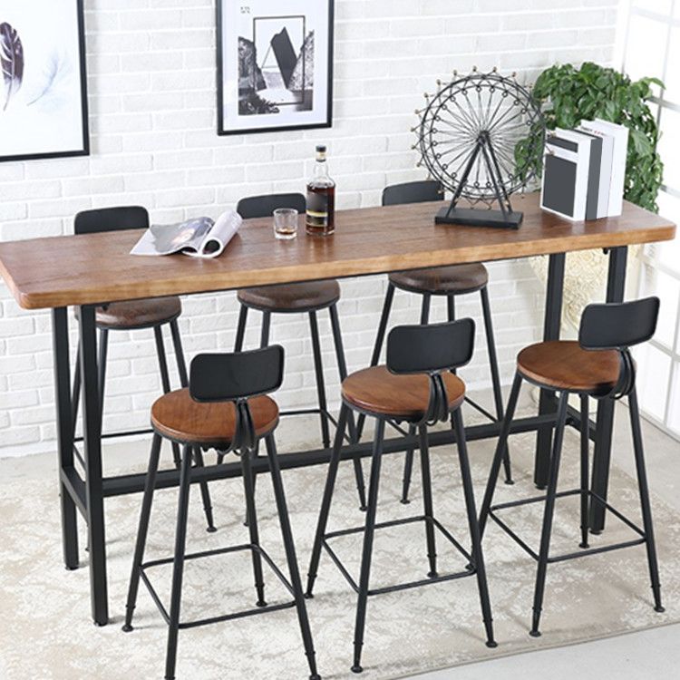 Table de la hauteur du comptoir rectangle intérieur Trestle en bois massif comptoir naturel