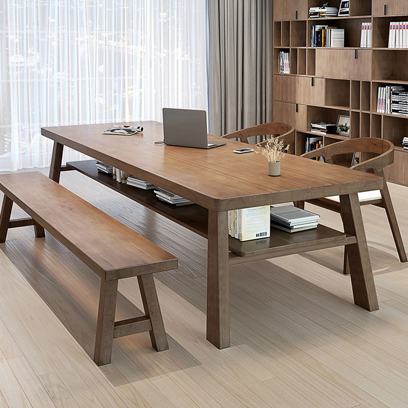 Rectangular Shaped Office Conference Table Wood Writing Desk in Brown Clearhalo 'furn' 'furn_office_desk' 'Furniture' 'Office Desks' 'Office Furniture' 'office_desk' 1200x1200_2cb0e74d-66f4-4da7-b770-0bc58b228c59