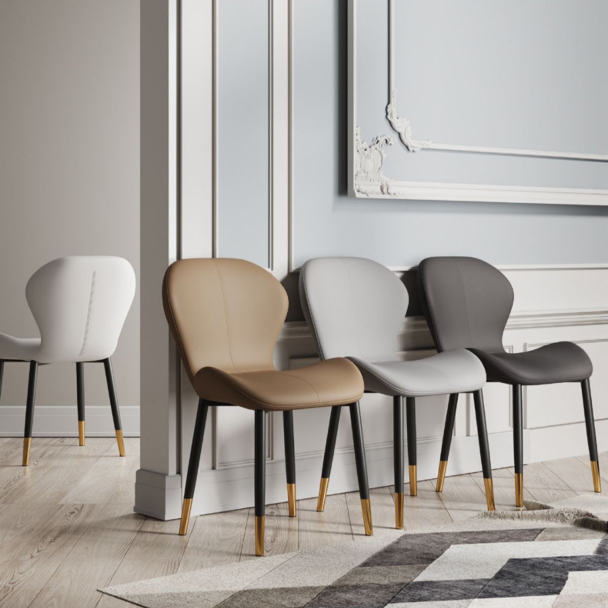 Indoor Modern Upholstered Dining Chair Matte Finish Solid Back Side Chair