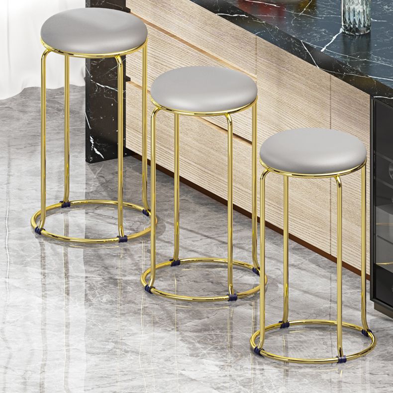 Glam Round Seat Counter Stool Faux Leather and Fabric Backless Counter Chair Clearhalo 'Bar Furniture' 'Bar Stools' 'bar_stools' 'furn' 'furn_bar_stools' 'Furniture' 'Kitchen & Dining Furniture' 1200x1200_2cb25dd5-4454-4ee2-84a4-d2592bea7898