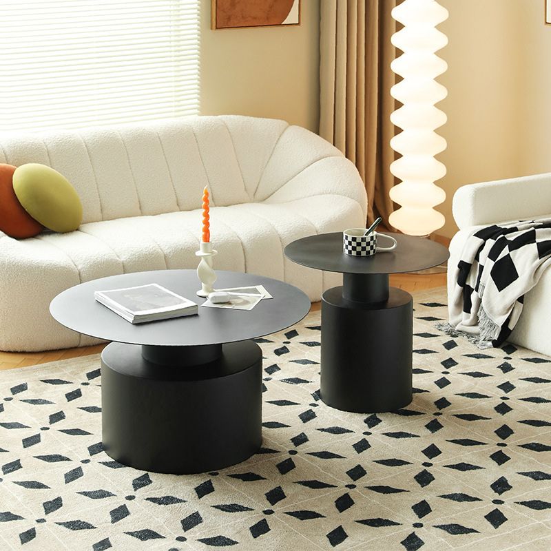 Round Iron Coffee Table Mid-Century Pedestal 2 Pieces Cocktail Table Set Clearhalo 'Coffee & Accent Tables' 'Coffee Tables' 'coffee_tables' 'furn' 'furn_coffee_tables' 'Furniture' 'Living Room Furniture' 1200x1200_2cb477d6-cc12-4c1c-bcb6-8506bf887a5e