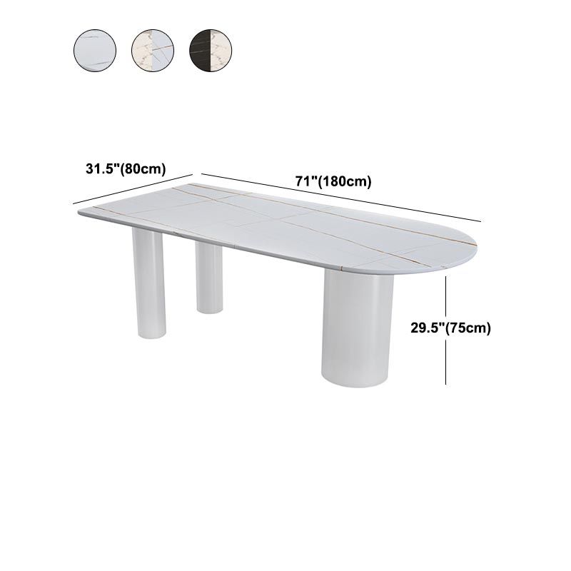 Modern Stone Top Table for Restaurant Oval Table with White Tripod Base Clearhalo 'Dining Tables & Seating' 'Dining Tables' 'dining_table' 'furn' 'furn_dining_table' 'Furniture' 'furniture_dining_table' 'Kitchen & Dining Furniture' 'kitchen' 'kitchen_dining_table' 1200x1200_2cb4b33a-8dfd-43b0-9949-bfe178da86d9