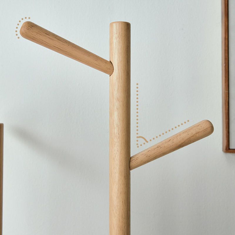 Moderne stijl Hall Tree Rubber Wood Entryway Coat Rack met 2 planken