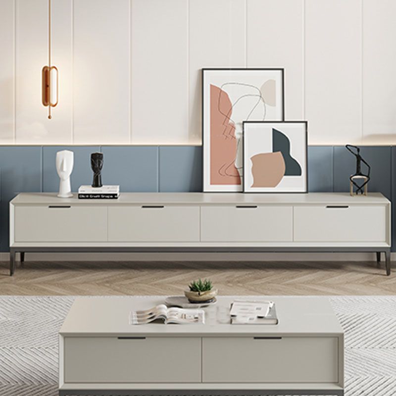 Scandinavische tv -standaard houten tv -console met 4 zachte close -laden