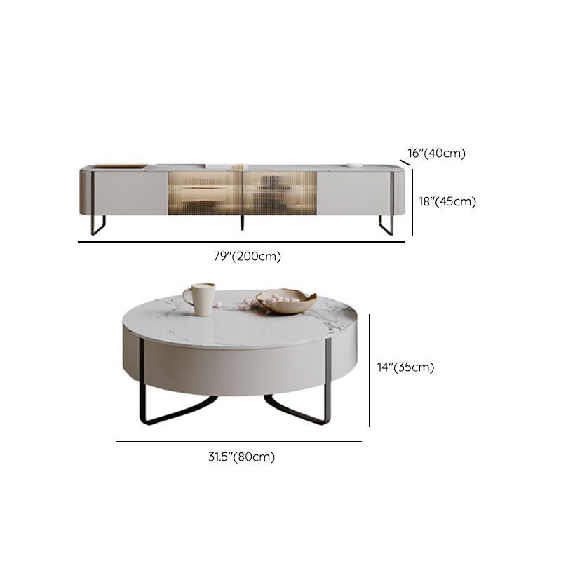 Tavolino in slitta in ardesia con deposito bianco contemporaneo