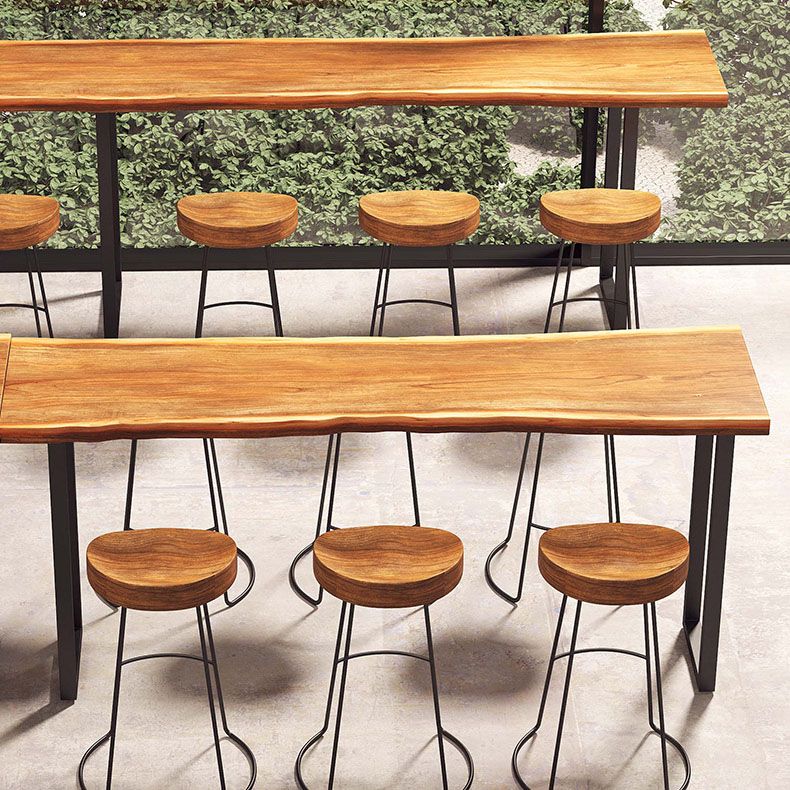 Tavolo da bar in legno massiccio in stile industriale tavolo da pranzo a barra di slitta