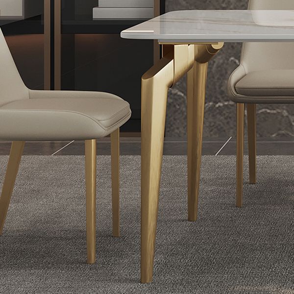 Glam Dining Table Set 1/5/7 Pcs Sintered Stone and Metal Dining Table with Armless Chairs Clearhalo 'Dining Room Sets' 'Dining Tables & Seating' 'dining_room_set' 'furn' 'furn_dining_room_set' 'Furniture' 'Kitchen & Dining Furniture' 1200x1200_2cba29f1-ba01-4aaf-84f6-7600496f3fa4