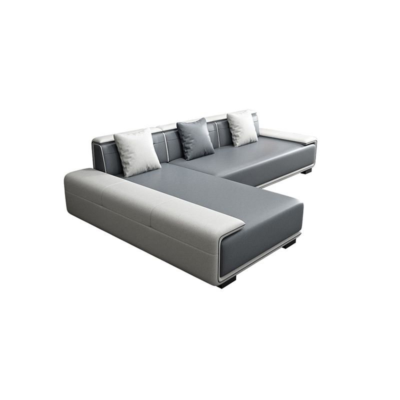 29"H Scandinavian Sectional Sofa Leather Grey Sectionals with Bostol Pillows Clearhalo 'furn' 'furn_sectionals' 'Furniture' 'Living Room Furniture' 'Sectionals' 1200x1200_2cba7fda-40cb-4d34-a874-a2a8c35f4e92