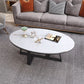 Modern Style Solid Rock SLATE Top White Gold/white/black Gold Oval Coffee Table