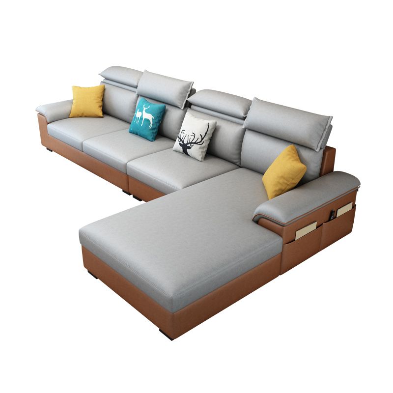 Contemporary Stain-Resistant Faux Leather for Living Room Sofa with Storage