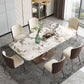 Glam Kitchen Sintered Stone Dining Table Gray Rectangle Shape Dining Table with Pedestal Base Clearhalo ' dining_table' 'Dining Tables & Seating' 'Dining Tables' 'furn' 'furn_dining_table' 'Furniture' 'furniture_dining_table' 'Kitchen & Dining Furniture' 'kitchen&dining_furn' 'kitchen' 'kitchen_dining_table' 1200x1200_2cbd41d2-d391-4931-ae7a-6c5b15bfc1dd
