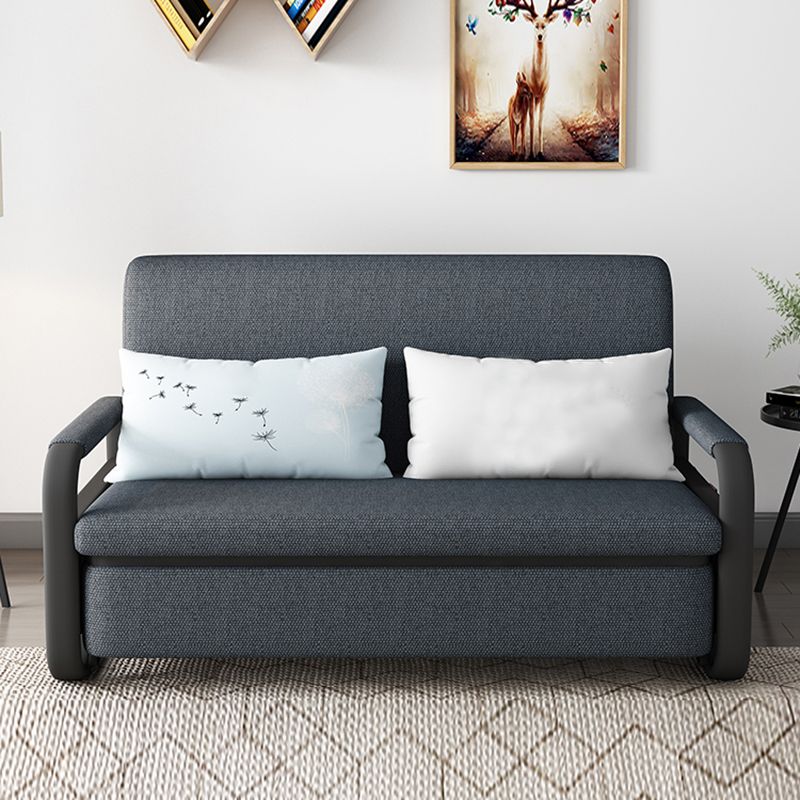 Contemporary Cotton Blend Square Arm Sofa Bed with Storage in Grey Clearhalo 'furn' 'furn_sofas' 'Furniture' 'furniture_sofas' 'Living Room Furniture' 'Sofa' 'sofas' 1200x1200_2cbe175d-2503-4773-a570-8db4350030b7