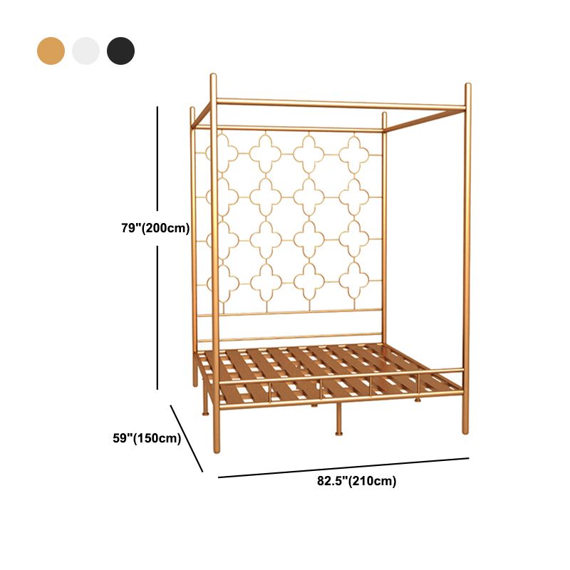 Metal Four Poster Bed con cabecera de marco abierto, cama estándar glamorosa