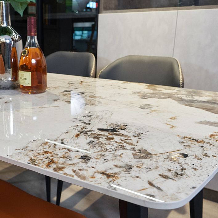 Modern Beige Sintered Stone Dining Table Rectangle Shape Dining Table with 4 Legs Base Clearhalo ' dining_table' 'Dining Tables & Seating' 'Dining Tables' 'furn' 'furn_dining_table' 'Furniture' 'furniture_dining_table' 'Kitchen & Dining Furniture' 'kitchen&dining_furn' 'kitchen' 'kitchen_dining_table' 1200x1200_2cc1689d-1fac-42cb-8fc5-0417b8c259a6