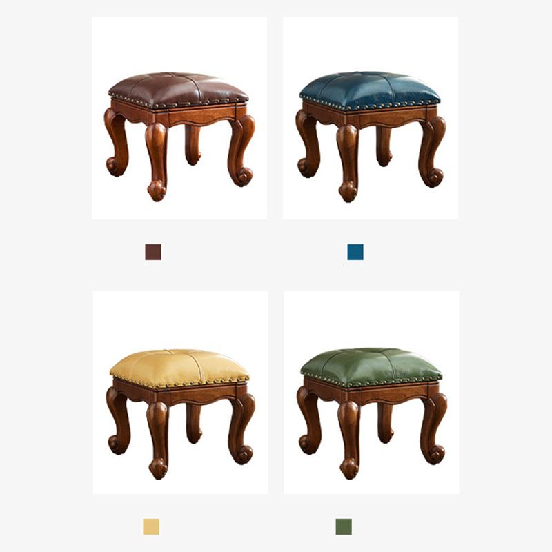 Mid-Century Modern Pouf Ottoman Genuine Leather Tufted Nailhead Trim Rectangle Ottoman Clearhalo 'furn' 'furn_ottomans_poufs' 'Furniture' 'Living Room Furniture' 'Ottomans & Poufs' 'ottomans_poufs' 1200x1200_2cc19369-4bcf-4f6b-888b-a83ebcb56269