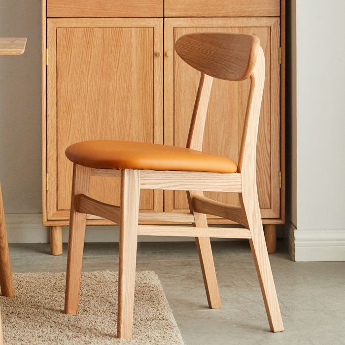 Contemporary Open Side Dining Chair Wooden Upholstered Chair for Dining Room