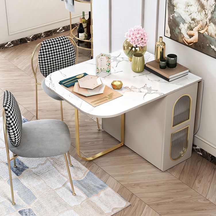 Modern 1/2/3/5 Pieces White Dining Table Set with Sintered Stone Top Foldable Dinette Set Clearhalo 'Dining Room Sets' 'Dining Tables & Seating' 'dining_room_set' 'Furniture' 'furniture_dining_room_set' 'Kitchen & Dining Furniture' 'kitchen&dining_furn' 'kitchen' 1200x1200_2cc51048-e49b-4d6b-b6a0-aeb03e45e47d