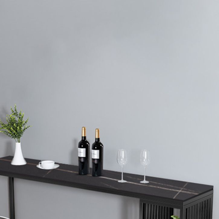 Table de bar à cocktail contemporaine en pierre avec table de comptoir rectangulaire de rangement