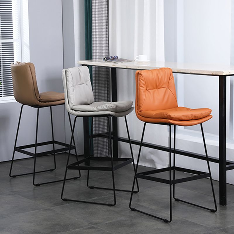 Modern Armless Backrest Counter Stool Steel Bar Stool with Leather Cushion Clearhalo 'Bar Furniture' 'Bar Stools' 'bar_stools' 'furn' 'furn_bar_stools' 'furniture_bar_stools' 'Kitchen & Dining Furniture' 'kitchen&dining_furn' 'kitchen' 'kitchen_furn' Furniture' 1200x1200_2cc6ee90-5767-49eb-9d48-09ea44c0ee6c
