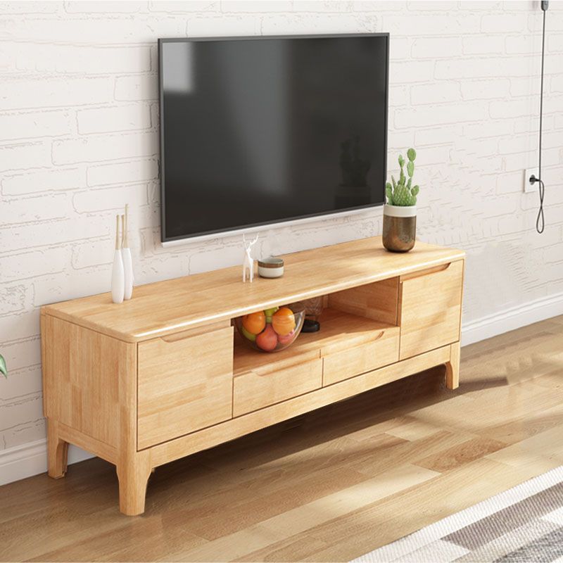 Console TV in legno di gomma moderna per soggiorno in gomma con cassetti, 15 "D / 16,5" D
