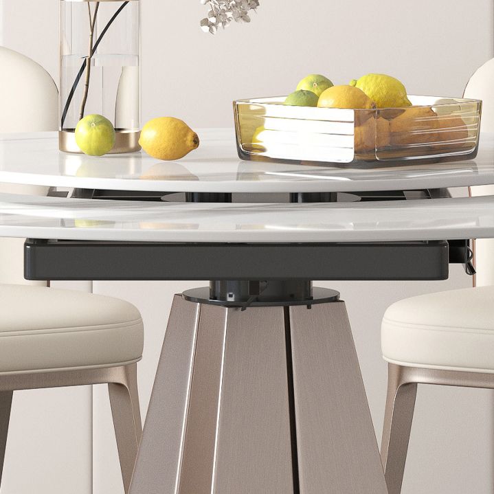 Modern Round Sintered Stone Dining Room Set Space-Saving Design Dining Table Furniture Clearhalo 'Dining Room Sets' 'Dining Tables & Seating' 'dining_room_set' 'furn' 'furn_dining_room_set' 'Furniture' 'furniture_dining_room_set' 'Kitchen & Dining Furniture' 'kitchen&dining_furn' 'kitchen' 1200x1200_2cc89e8f-1af3-4d3a-8f0e-a5f07c14cd02