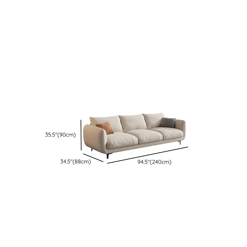 Scandinavian Sofa with Square Arms and Beige Loose Back in Solid Wood